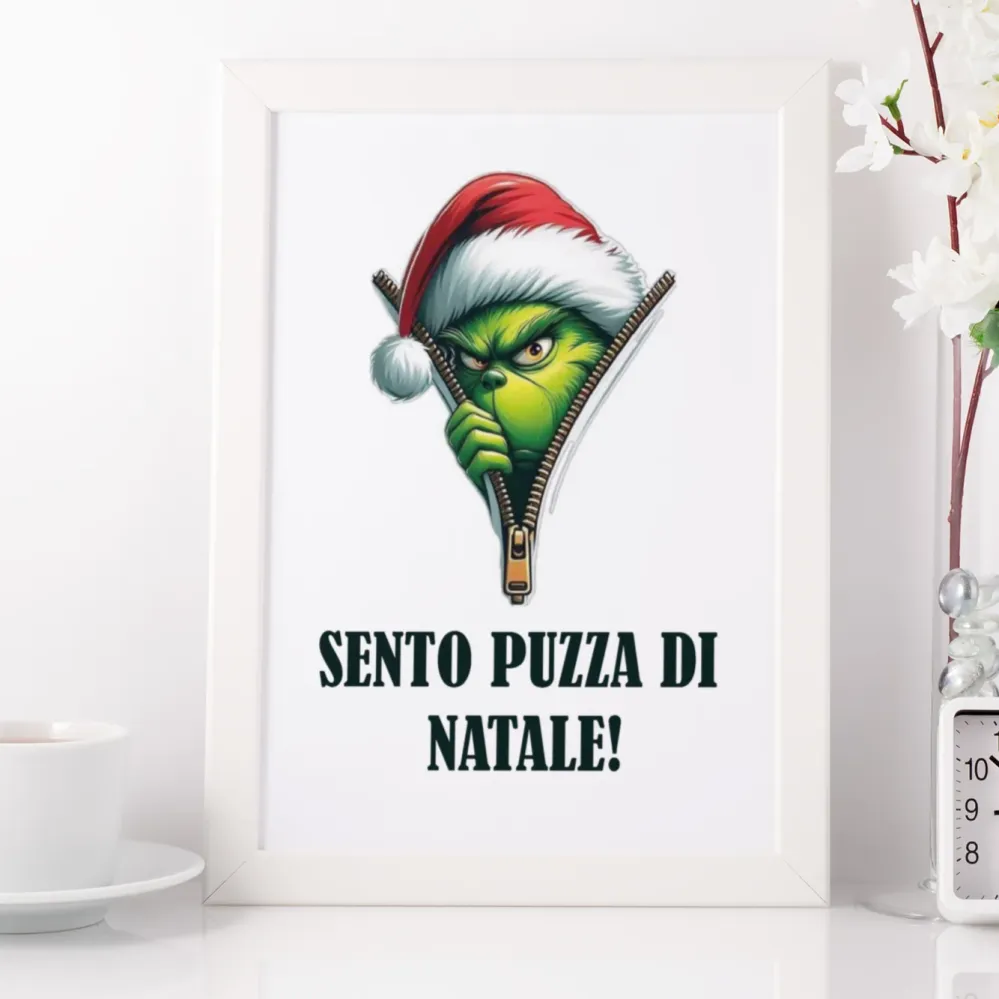 Quadro bianco "Puzza di Natale" 20x30