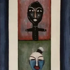 Quadro celeste con omini astratto