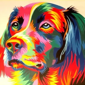 Quadro con cane dipinto vari colori