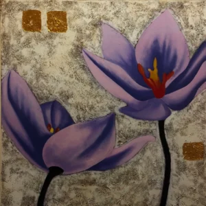 Quadro con fiori asiatici lilla e viola