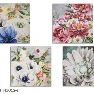 Quadro con fiori l30xh30cm 4 assortimenti