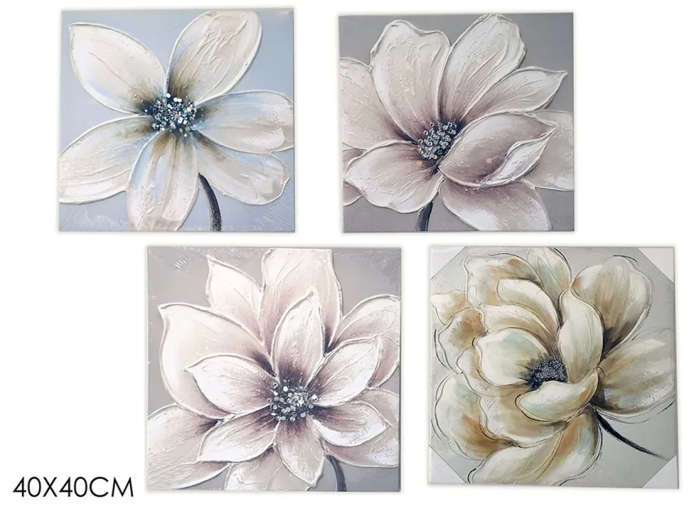 Quadro con fiori l40xh40cm 4 assortimenti