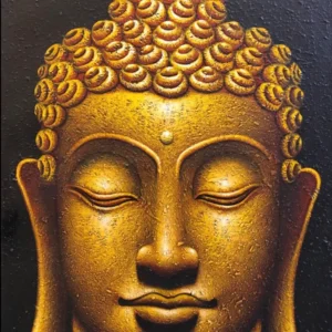 Quadro con volto di Buddha dorato