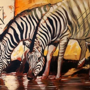 Quadro con zebre nella natura
