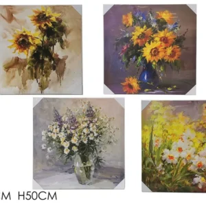 Quadro decoro fiori acquerello 50x50cm - disponibile 4 decori