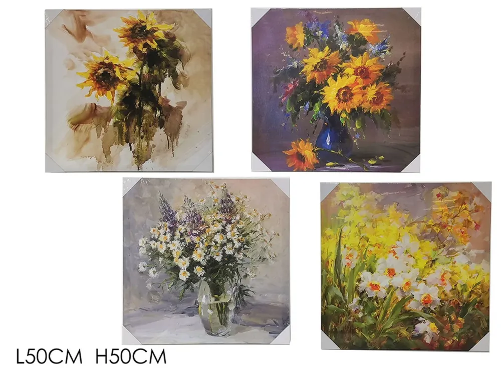 Quadro decoro fiori acquerello 50x50cm - disponibile 4 decori