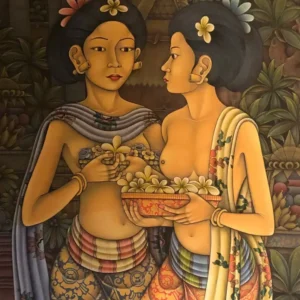 Quadro dipinto ad olio con donne balinesi