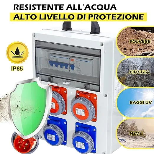 quadro di distribuzione 220v/380v con pulsante di emergenza ideal star cm 330x220x150