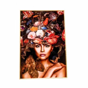 Quadro donna con fiori 80x120cm a28324