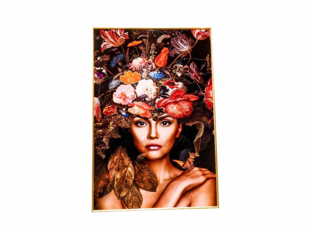 Quadro donna con fiori 80x120cm a28324