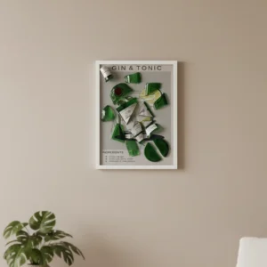 Quadro Gin & Tonic Artigianale – Bottiglia Originale e Design Moderno