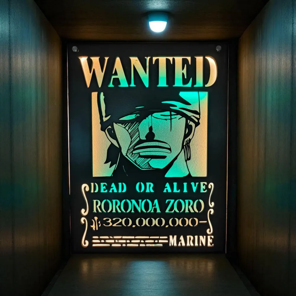 QUADRO LED - WANTED ONE PIECE ZORO