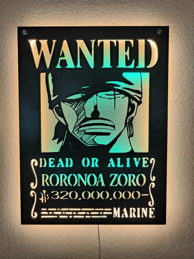 QUADRO LED - WANTED ONE PIECE ZORO