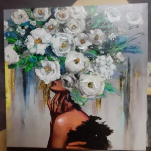 Quadro Mezzo Busto Con Fiori Dec.oro