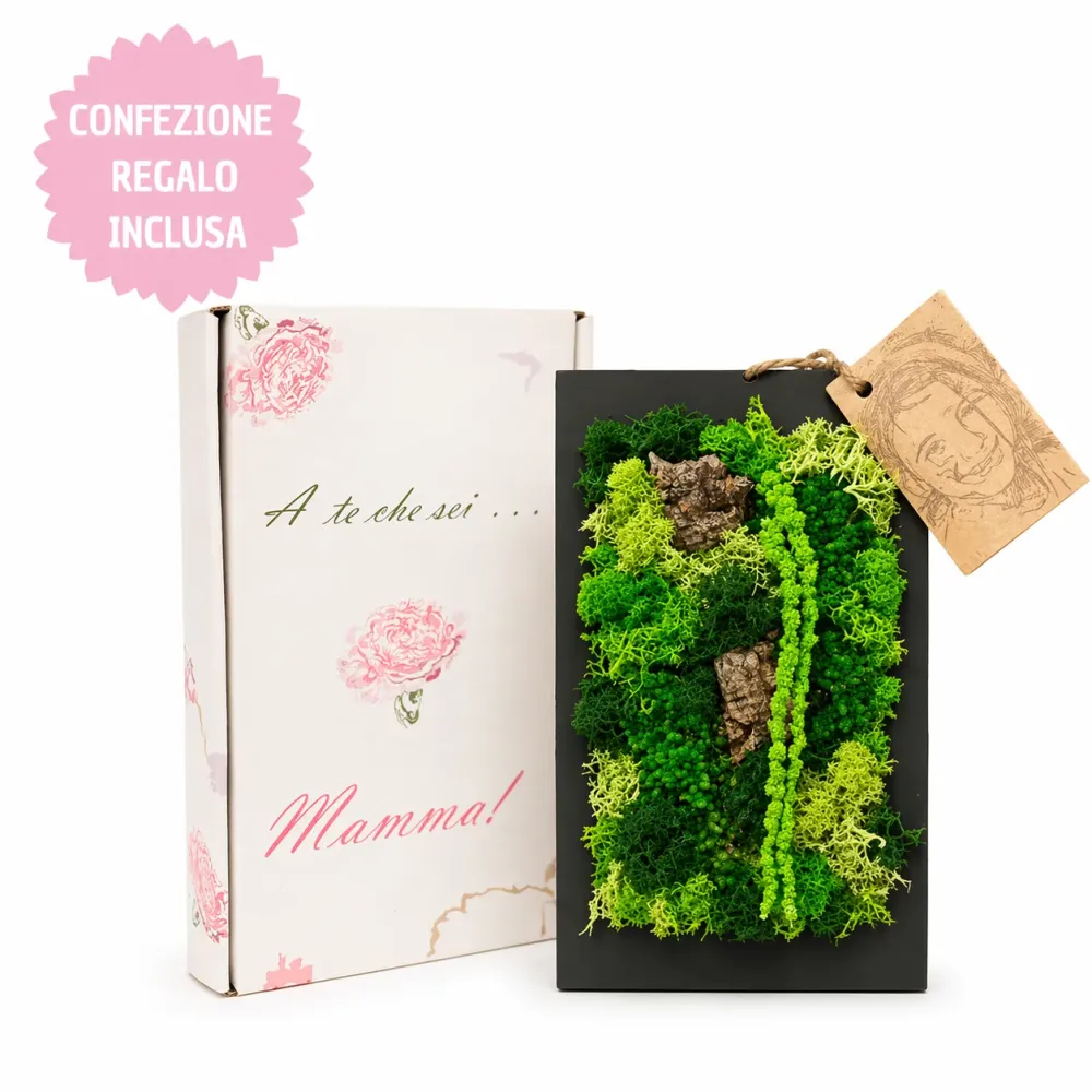 Quadro Mini di Muschio e Licheni con Scatola Regalo