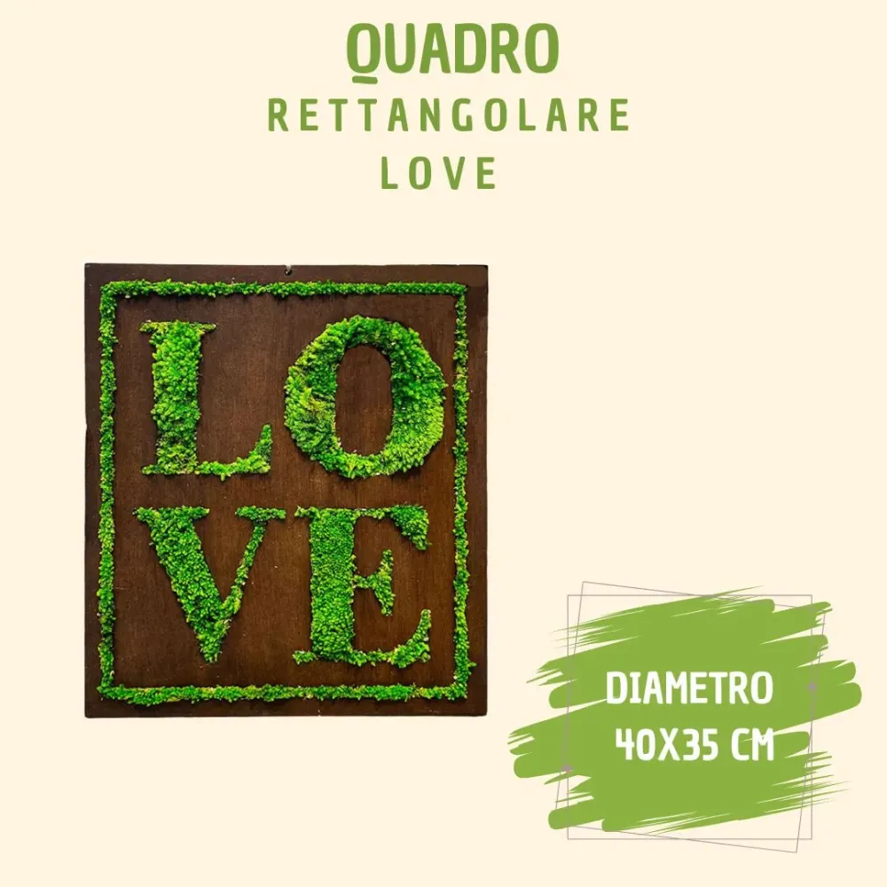 Quadro muschio stabilizzato "Love" con scatola regalo