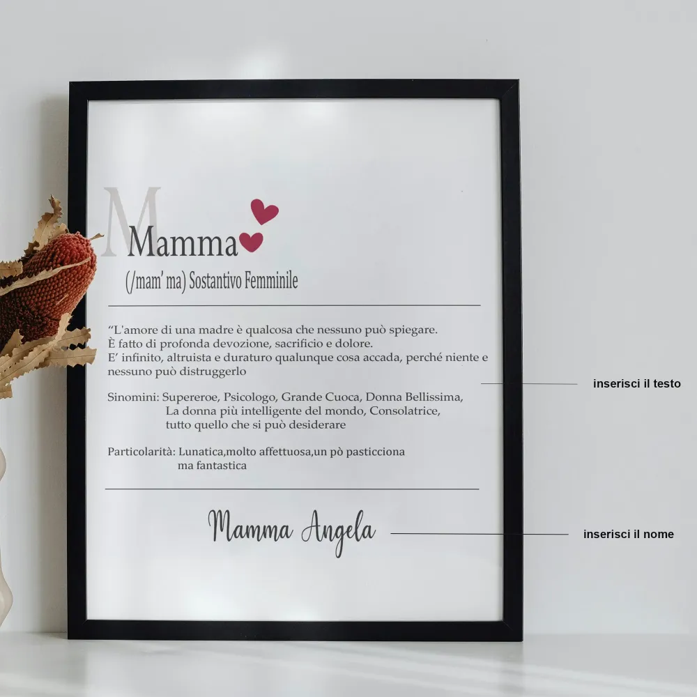 Quadro nero 20x30 "Mamma Wikipedia" personalizzabile