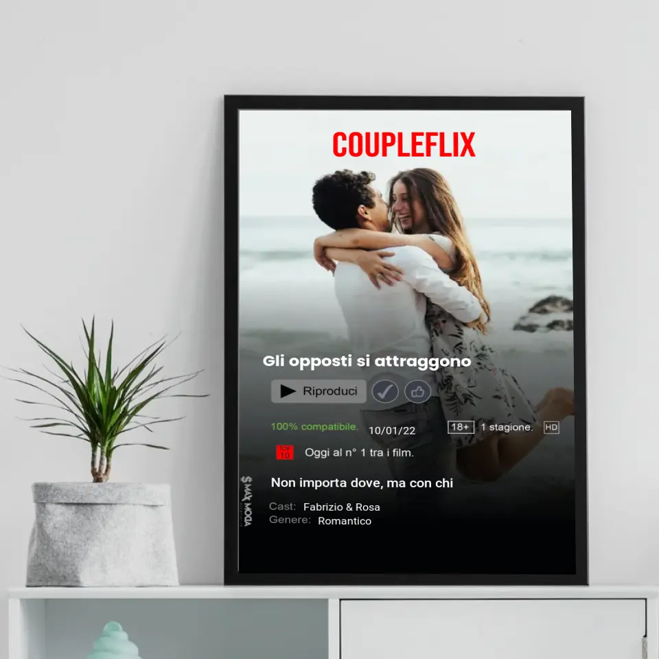 Quadro nero 30x40 Netflix personalizzabile
