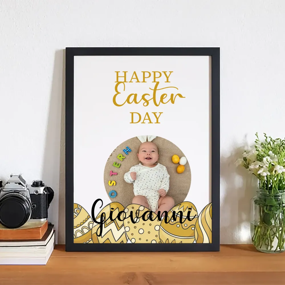 Quadro nero "Happy Easter Day "personalizzabile 20x30cm