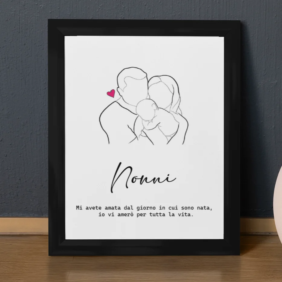 Quadro nero "L'amore dei nonni"
