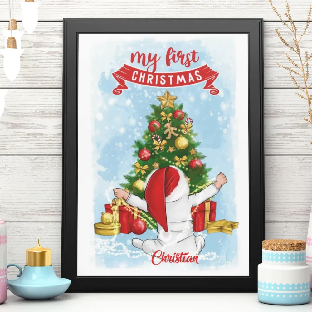 Quadro nero "Primo Natale" personalizzabile 20x30