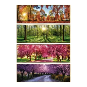 Quadro oleografico su tela con cornice foresta multicolor 122x42 cm â Ad Trend