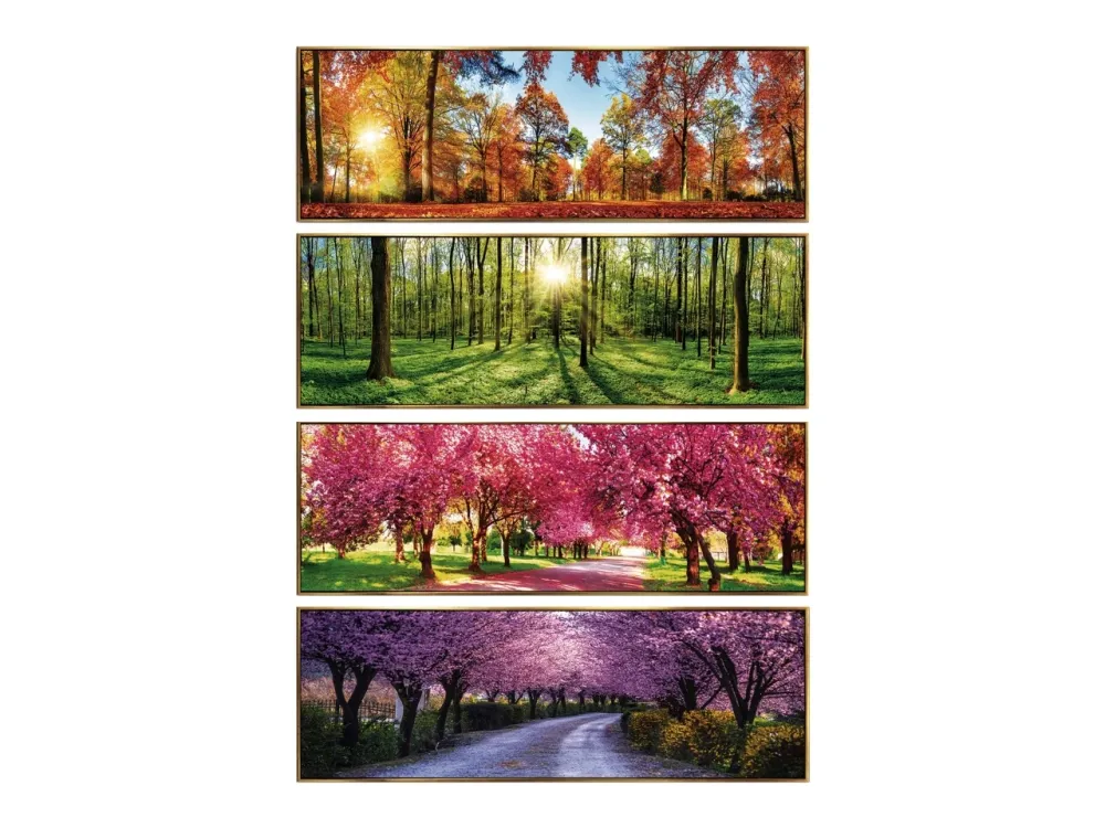 Quadro oleografico su tela con cornice foresta multicolor 122x42 cm â Ad Trend