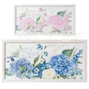 Quadro ortensie cornice bianca 40x80cm 2 assortimenti