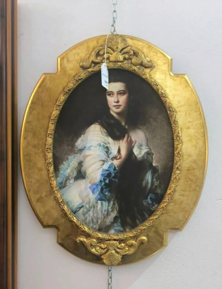 Quadro Ovale Cornice Dorata Dama/ufficiale