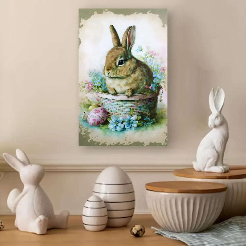 Quadro pasquale da appendere Decorazione Pasqua Nuvole di Stoffa Bunny 6650