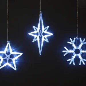 Quadro per finestra LED 3x - stella, stella polare e fiocco di neve