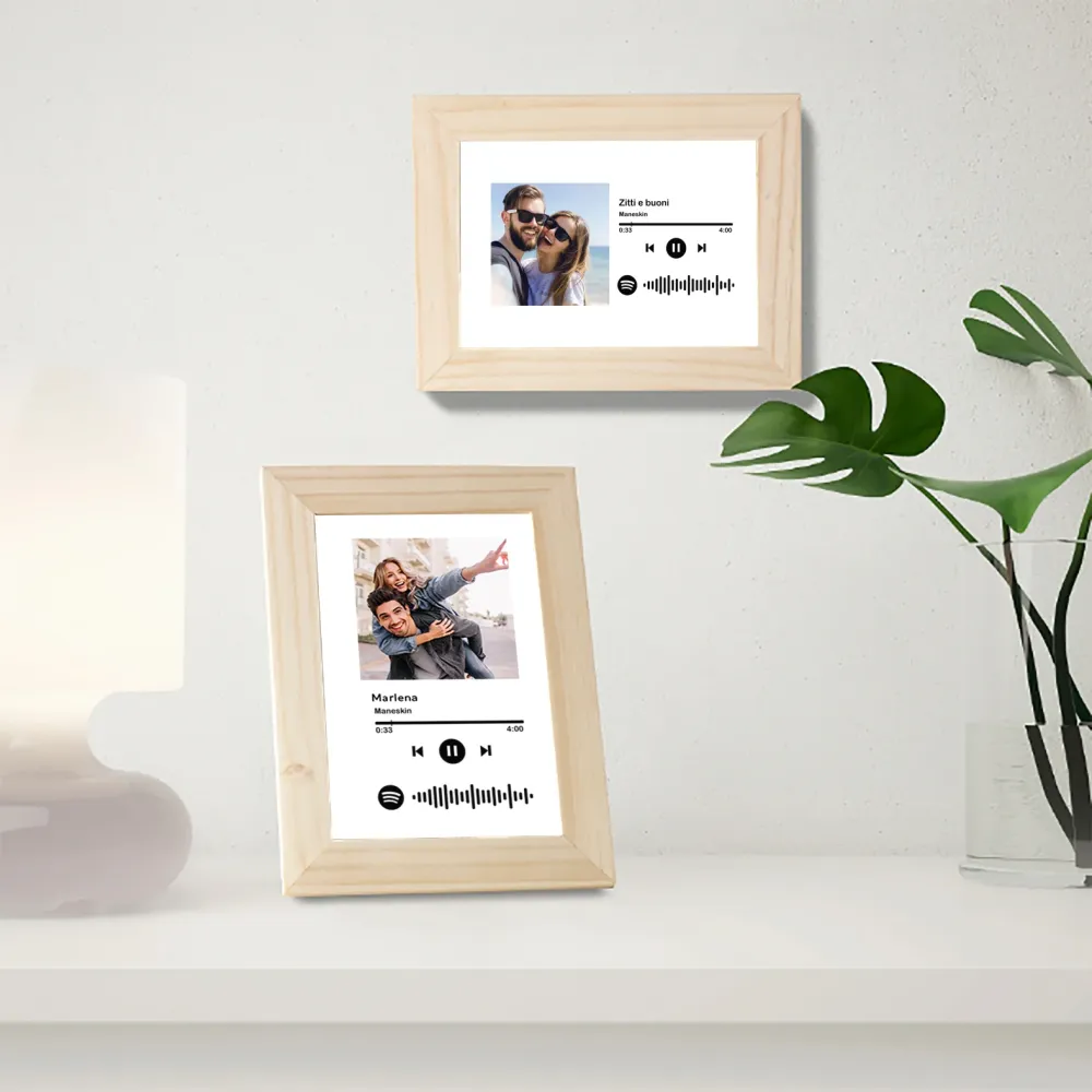 Quadro pino con codice spotify e foto personalizzabile 10x15cm