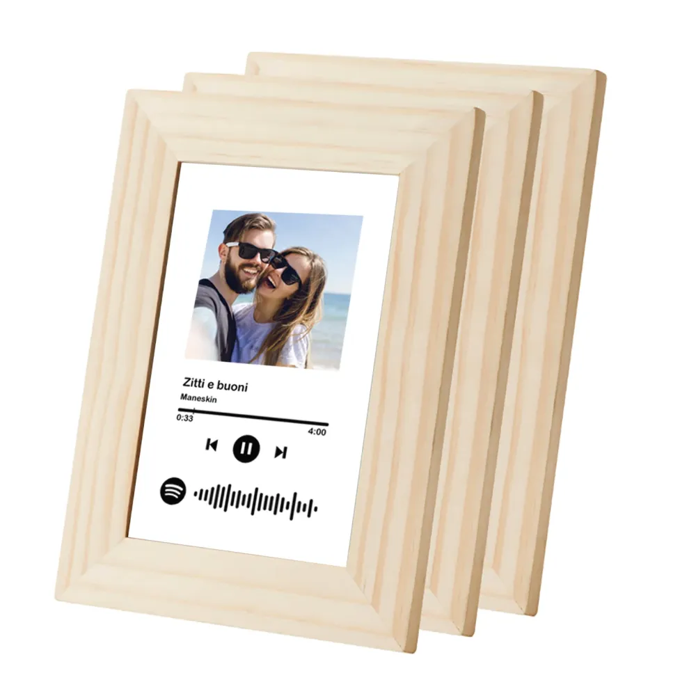 Quadro pino con codice spotify e foto personalizzabile 10x15cm