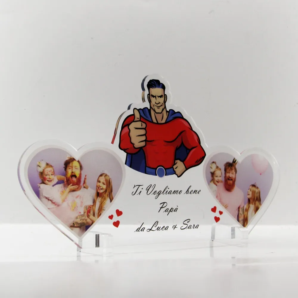 QUADRO PLEXIGLASS FESTA DEL PAPÀ 2 CUORI | Spedizione Gratuita