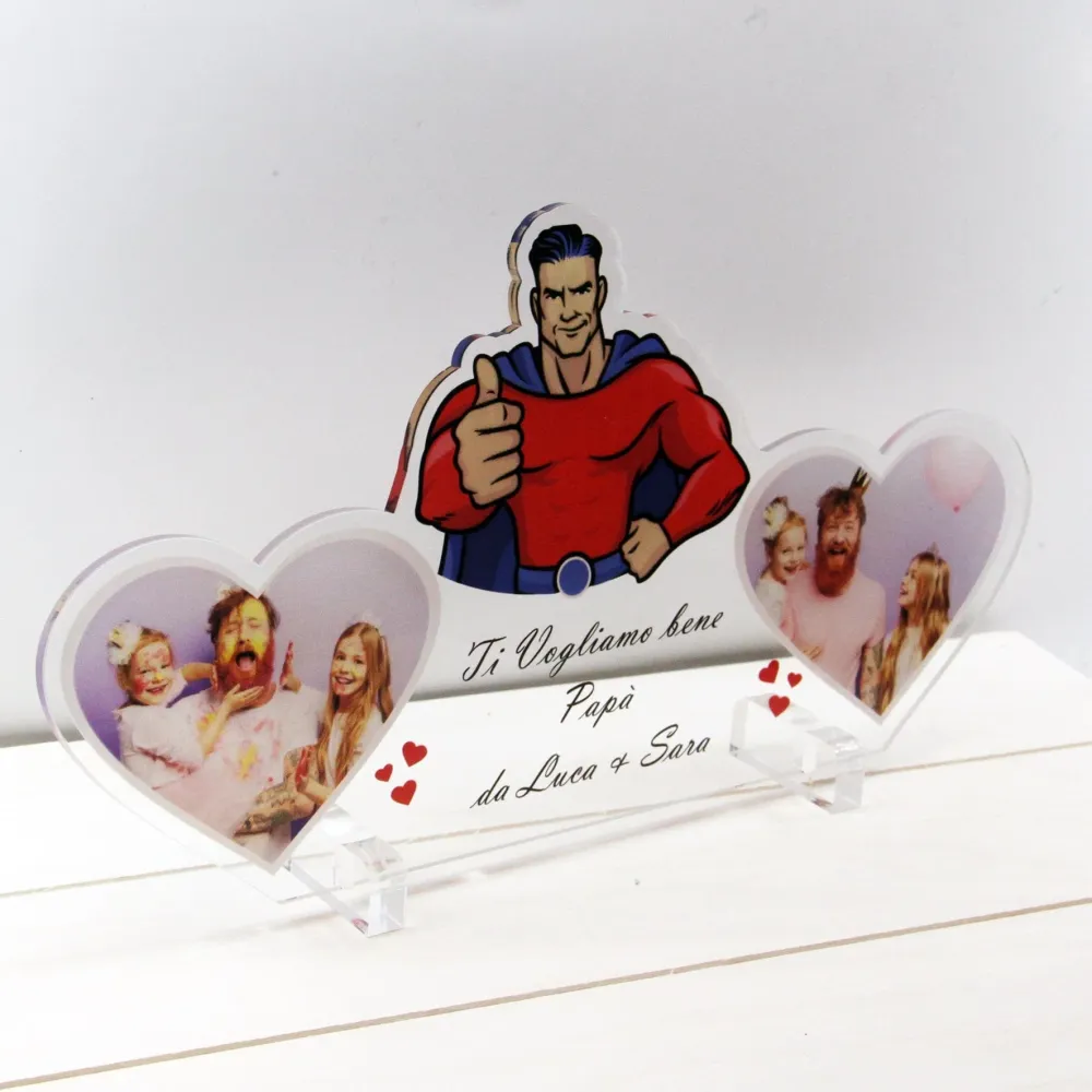 QUADRO PLEXIGLASS FESTA DEL PAPÀ 2 CUORI | Spedizione Gratuita