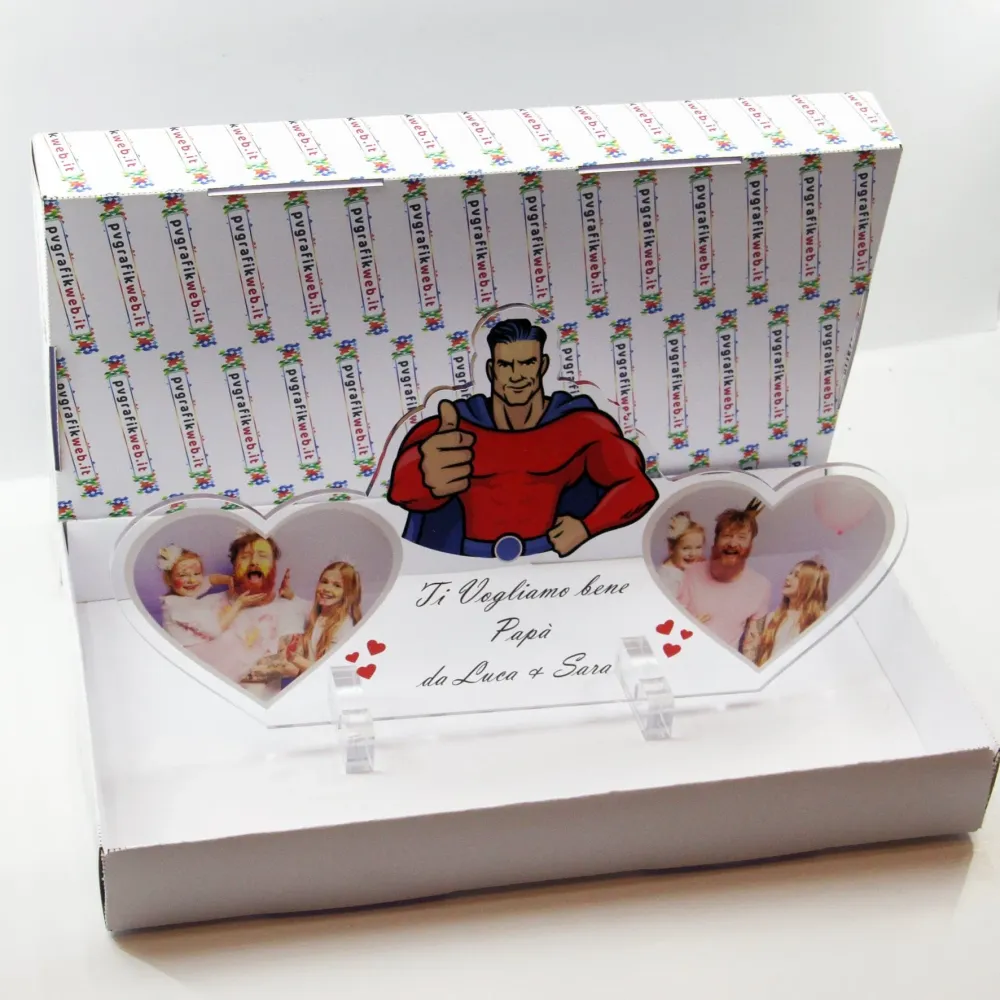 QUADRO PLEXIGLASS FESTA DEL PAPÀ 2 CUORI | Spedizione Gratuita