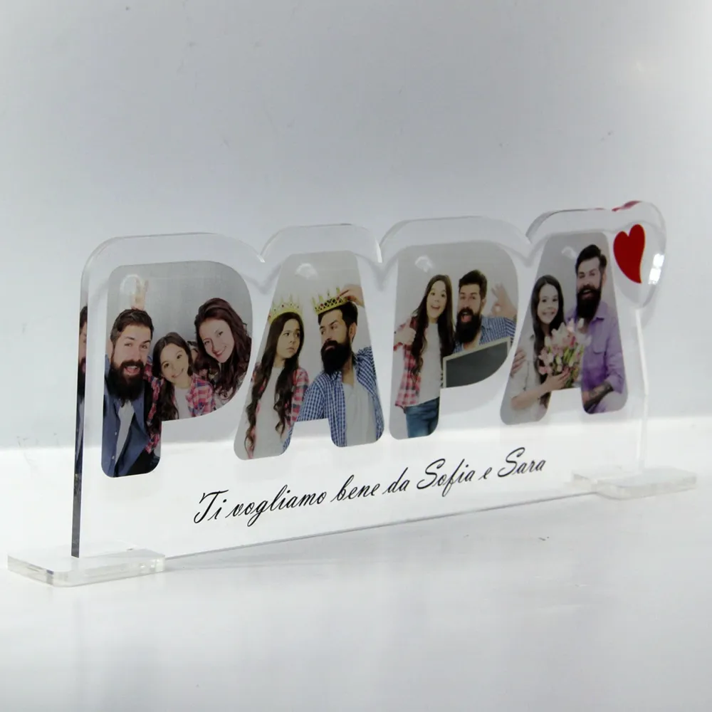 QUADRO PLEXIGLASS FESTA DEL PAPÀ 4 foto 25x10 | Spedizione Gratuita