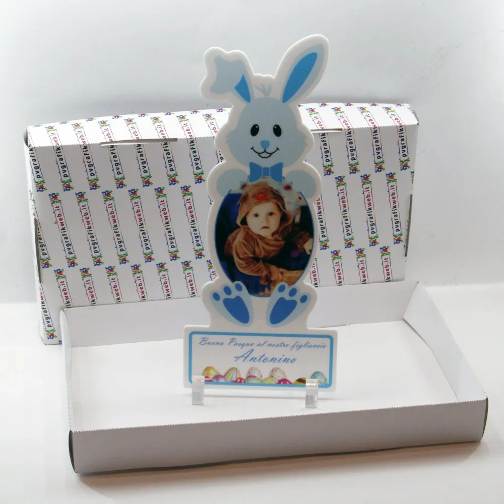 Quadro plexiglass Forma coniglio personalizzato bianco/blu | SPEDIZIONE GRATUITA