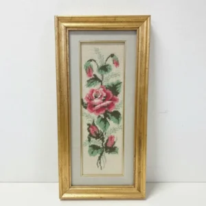 Quadro Ricamo Fiori Mezzopunto