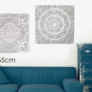 Quadro rosone intagliato 55x55cm bianco 2 assortimenti