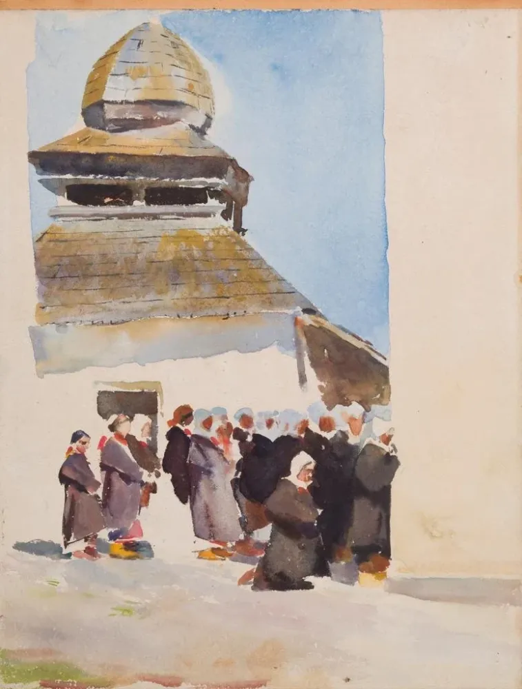 Quadro Schizzo per il quadro intitolato Cerkiew na Pokuciu - Julian Falat | Stampa d'arte
