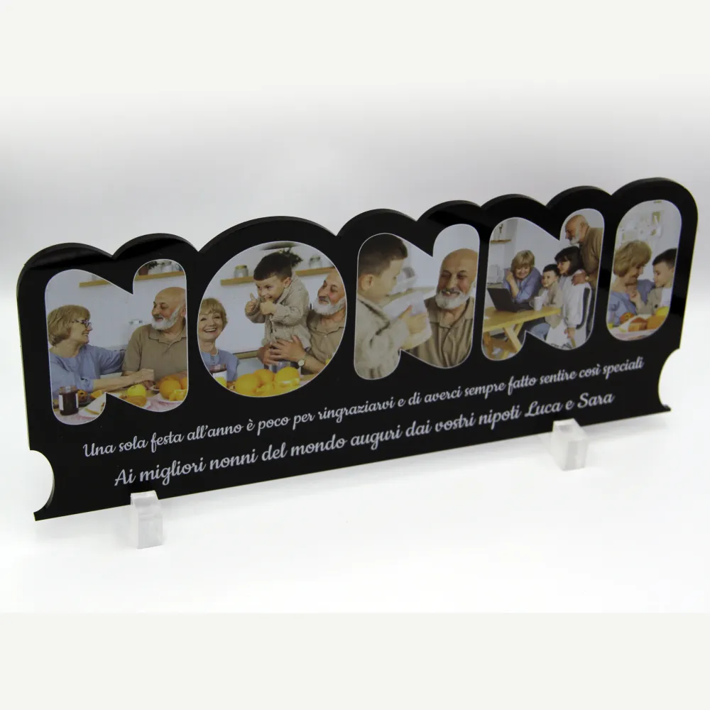 Regali Festa dei Nonni Quadro Plexiglass con 5 foto 25x10 | Spedizione Gratuita | Nonni Nero