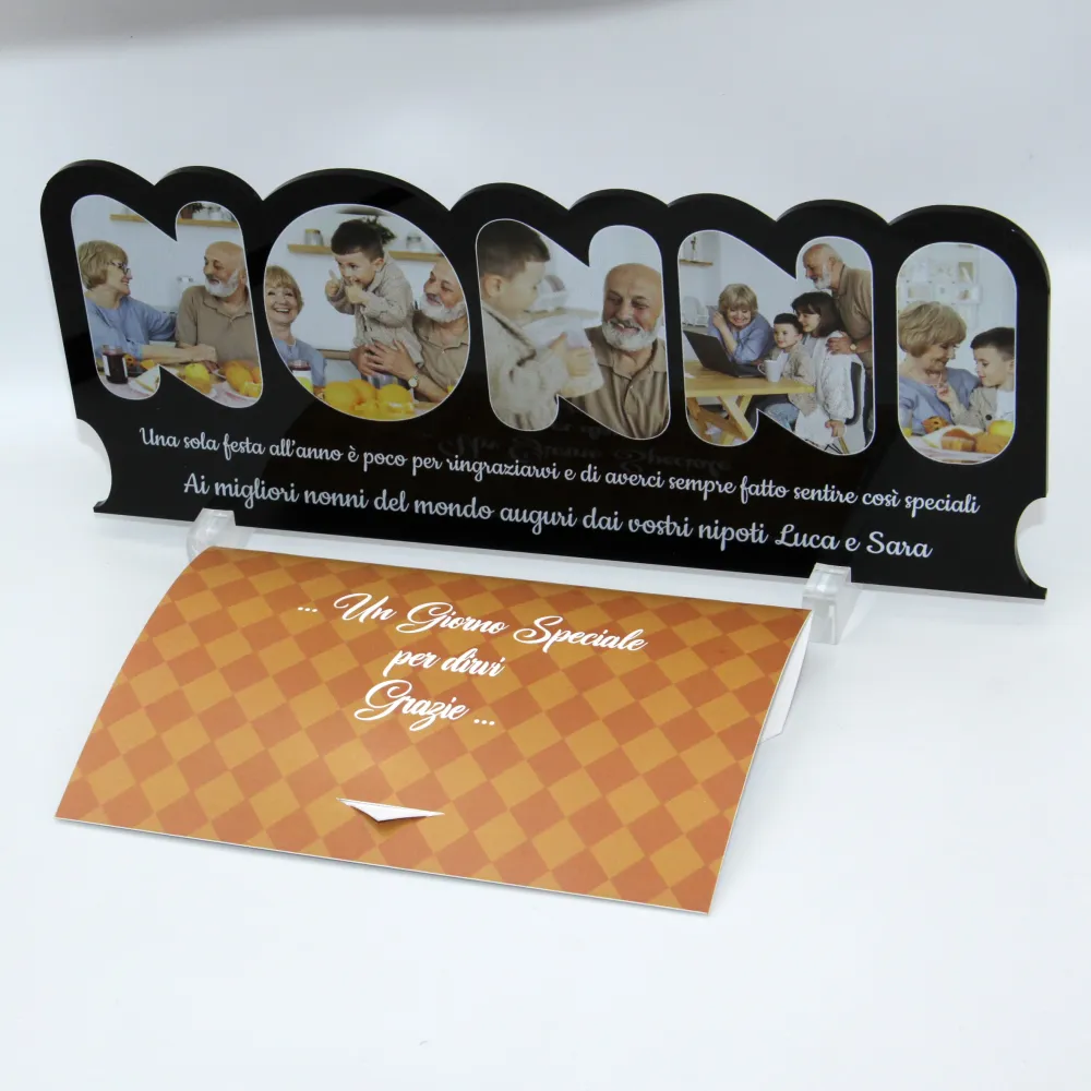 Regali Festa dei Nonni Quadro Plexiglass con 5 foto 25x10 | Spedizione Gratuita | Nonni Nero
