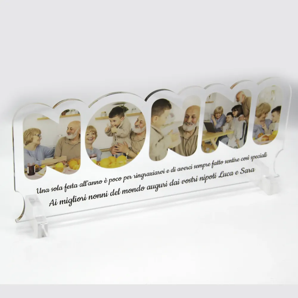 Regali Festa dei Nonni Quadro Plexiglass con 5 foto 25x10 | Spedizione Gratuita | Nonni Trasparente
