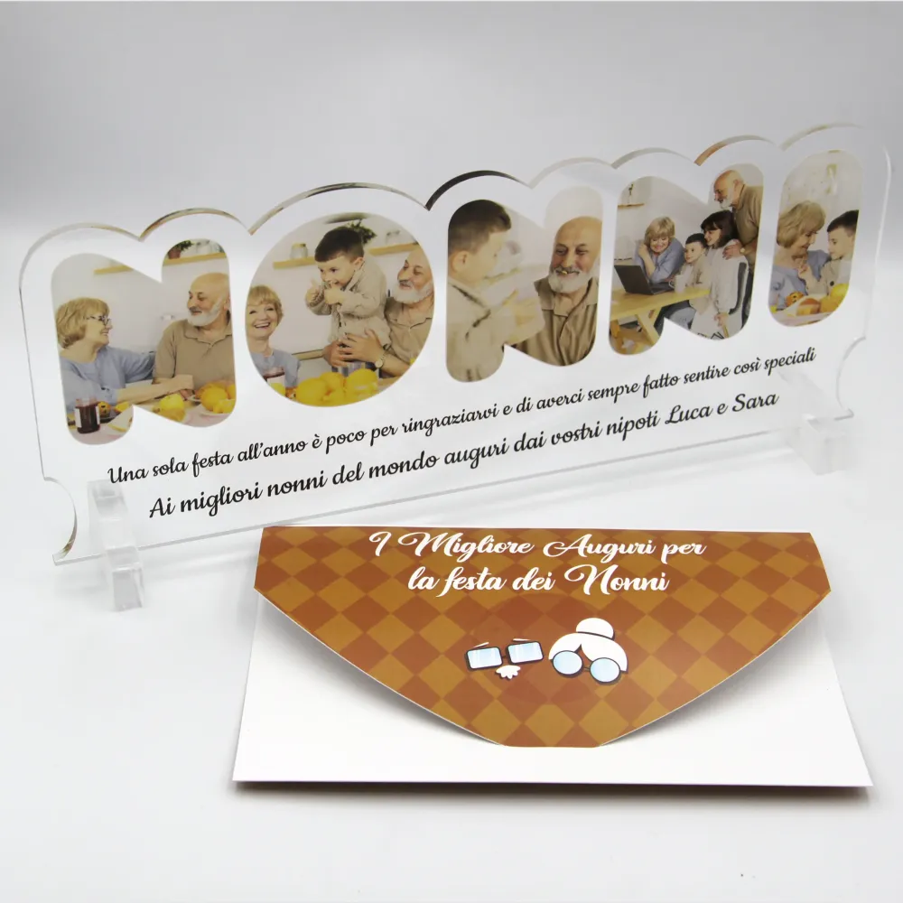 Regali Festa dei Nonni Quadro Plexiglass con 5 foto 25x10 | Spedizione Gratuita | Nonni Trasparente