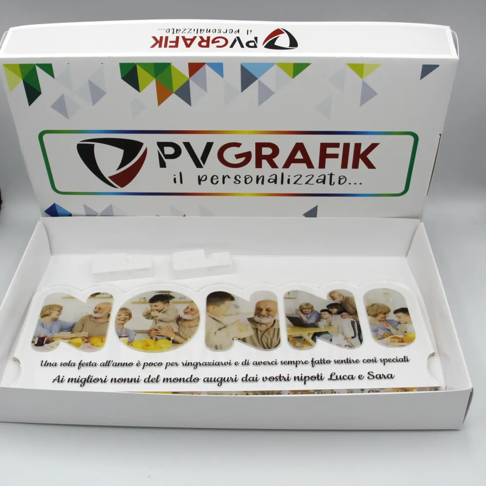 Regali Festa dei Nonni Quadro Plexiglass con 5 foto 25x10 | Spedizione Gratuita | Nonni Trasparente