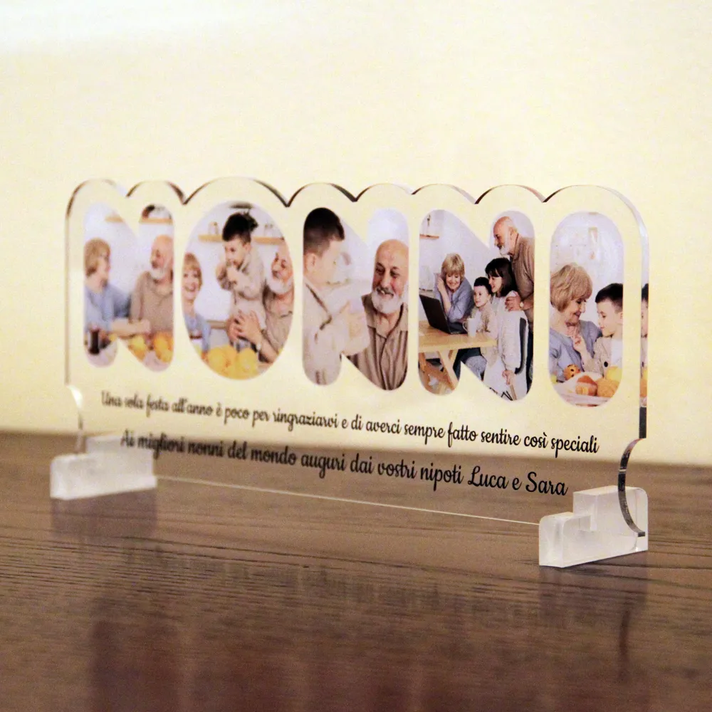 Regali Festa dei Nonni Quadro Plexiglass con 5 foto 25x10 | Spedizione Gratuita | Nonni Trasparente