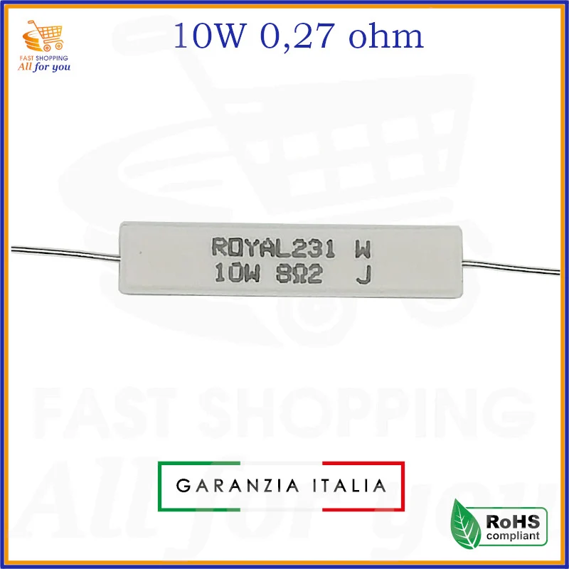 Resistenza filo 0,27 Ohm 10W 5% ceramica – Resistore ROYAL di potenza