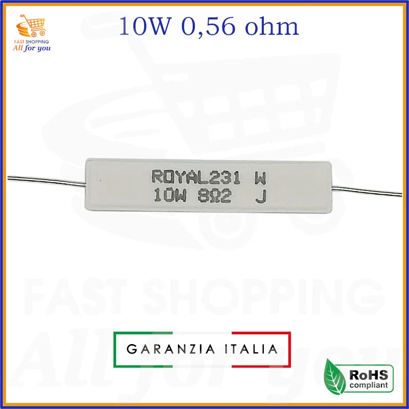 Resistenza filo 0,56 Ohm 10W 5% ceramica – Resistore di potenza ROYAL