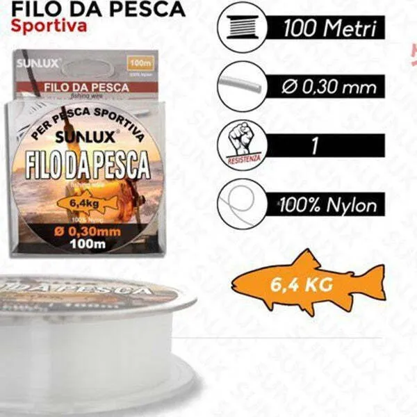 Rotolo Lenza Filo Da Pesca Bobina Da 100 Metri Diam 0,40 Mm Resistente Nylon